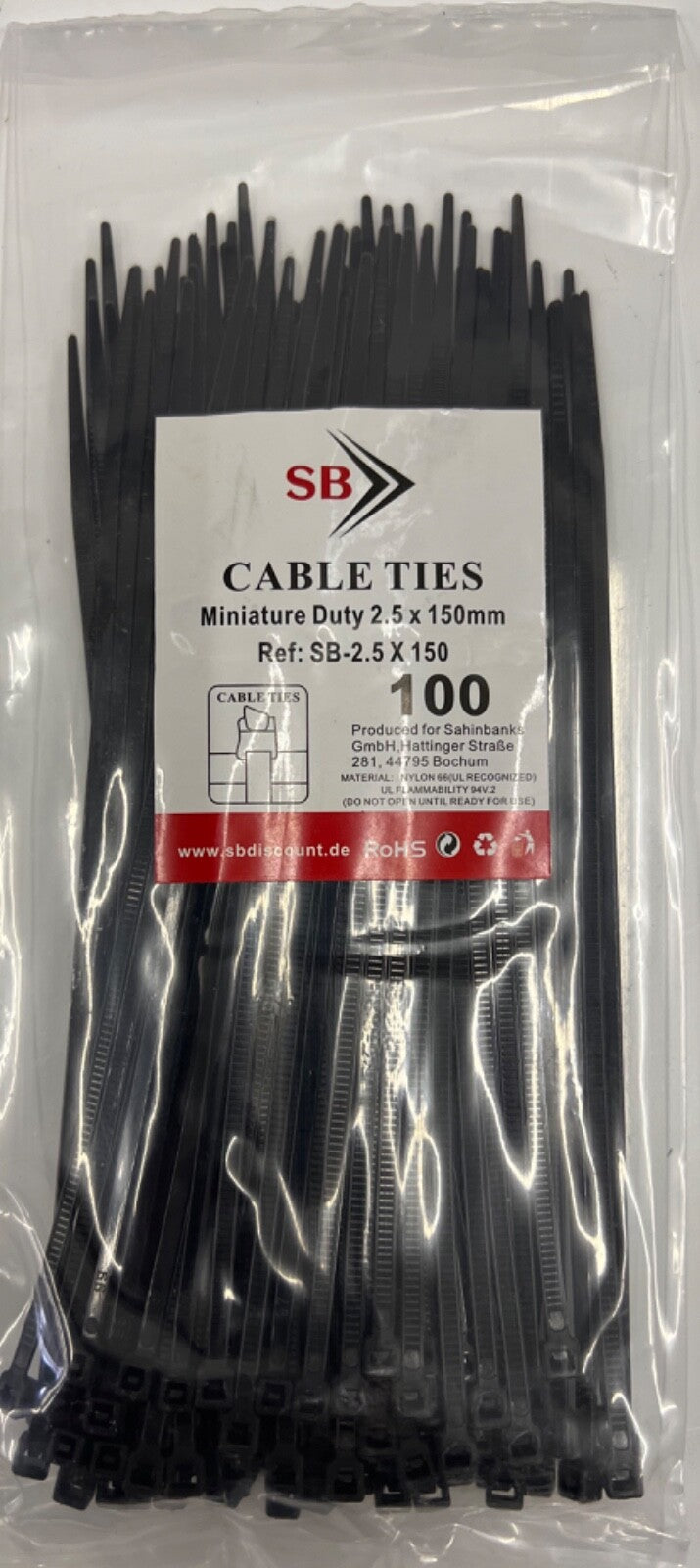 1000tlg Kabelbinder Sortiment Set 2,5/4,8/7,6 x 10/15/20/40 cm Industriequalität Schwarz UV-beständig