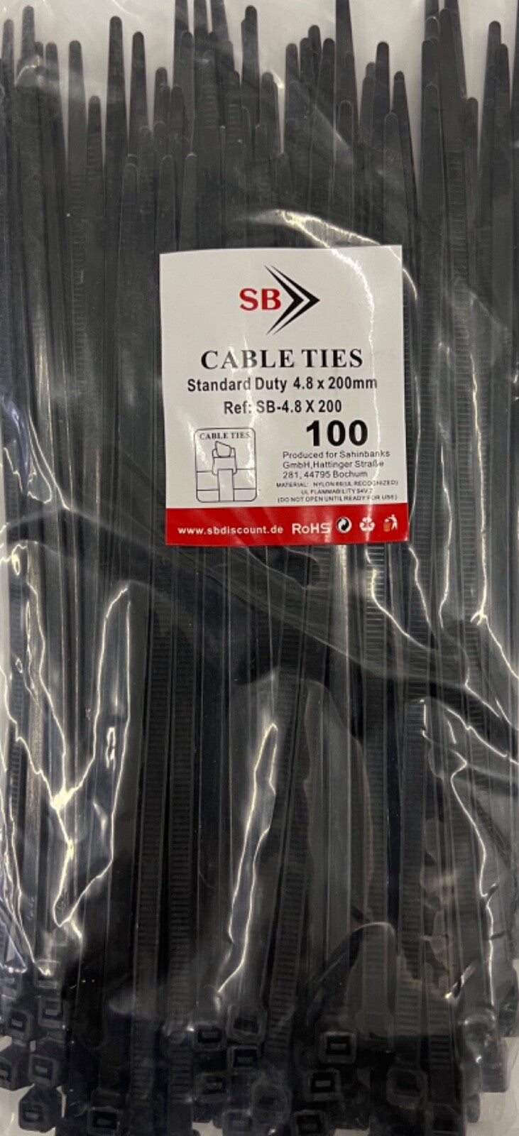 1000tlg Kabelbinder Sortiment Set 2,5/4,8/7,6 x 10/15/20/40 cm Industriequalität Schwarz UV-beständig