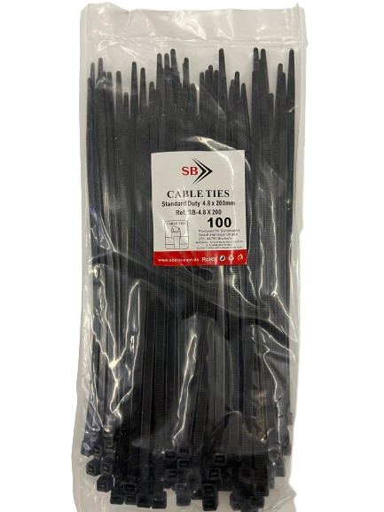 Kabelbinder 4,8 x 200 mm schwarz 10 Packungen / 1000 Stück