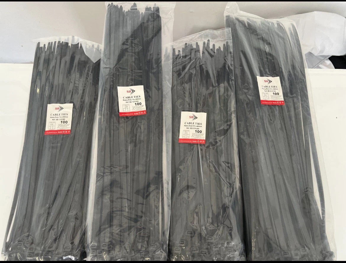 400tlg EXTREM Schwerlast Kabelbinder Set Heavy Strong 7,6 & 9,0 mm UV-beständig