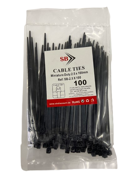 Kabelbinder 2,5 x 100 mm schwarz 1 Packung / 100 Stück