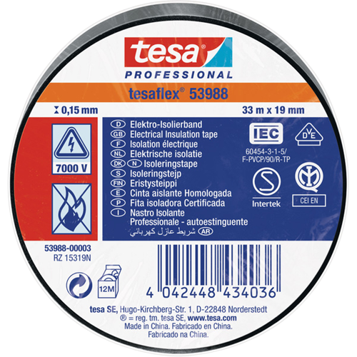 Isolierband tesa Professional tesaflex 53988 33m x 19mm schwarz