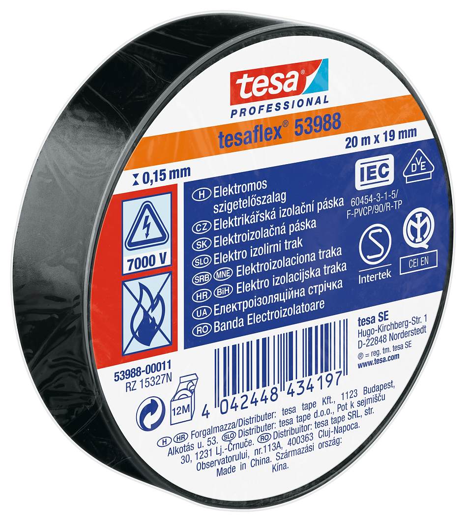 Isolierband tesa Professional tesaflex 53988 20m x 19mm [10 Rollen]